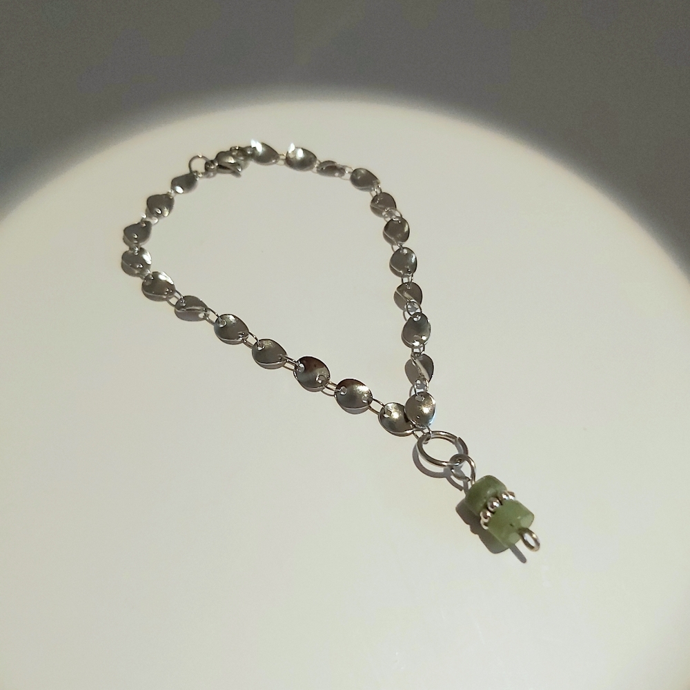 Stainless steel and Jade Bracelet